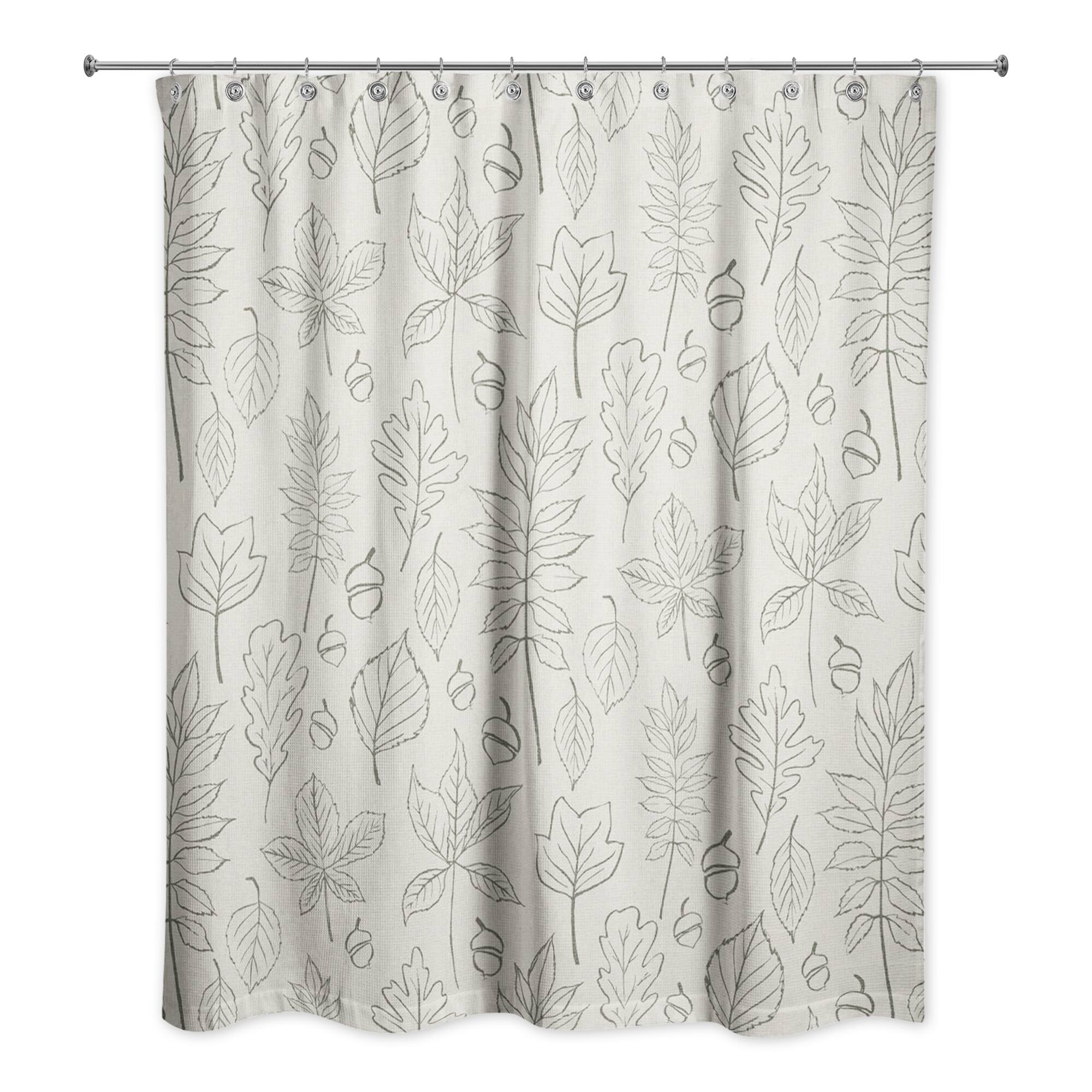 White Fall Leaves Shower Curtain